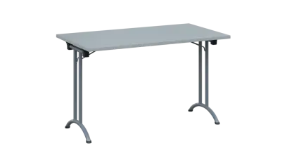 SLA 125 lak skládací jednací stůl 1250x700, deska 25 mm, podnož stříbrný lak, deska šedá